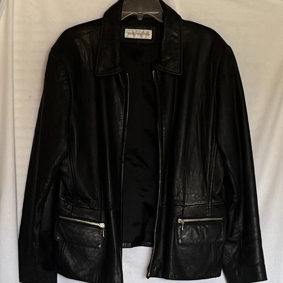Vintage Jones New York Black “Butter Soft’ 100% Leather Womens Jacket Size L - Picture 8 of 10
